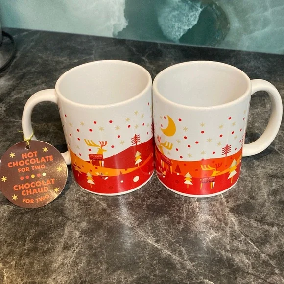 🆕Festive Christmas Turtles Red and White Reindeer Hot Chocolate, Coffee Mugs - Picture 2 of 2